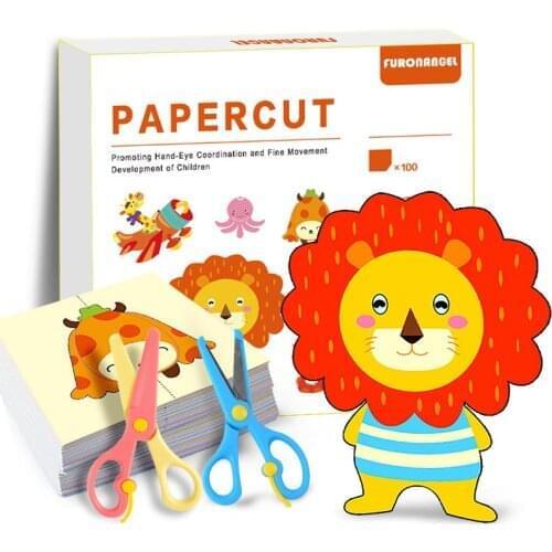 Children Paper-Cut Set Handmade DIY Stickers Fancy Toy Paper-Cut Colorful Paper Folding Set Kids Arts And Crafts Unisex Gift