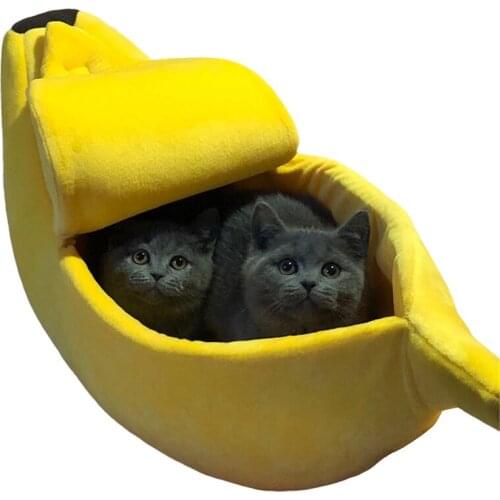 Banana Shape Pet Dog Cat home litter Bed House for Mat Durable Kennel Doggy Puppy Cushion Basket Warm Portable Cat Supplies gy