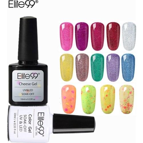 Elite99 10ml Neon Shimmer Shining Glitter Gel Nail Polish Soak-Off Holographic Cheese Candy UV Gel Long-lasting Varnish Lacquer