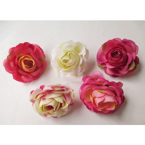 Artificial flowers head Fancy tea rose silk simulation flower head diy shoes hat decorative 5CM