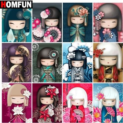 HOMFUN Full Square/Round Drill 5D DIY Diamond Painting "Doll cartoon Kimono" Embroidery Cross Stitch 5D Home Decor Gift