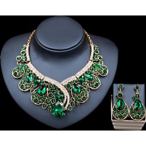 LAN PALACE valentines day trendy bridal crystal jewelry set engagement necklace and earrings costume jewelry free shipping