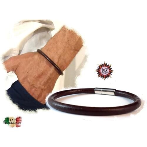 Leather bracelet round Brown-3 sizes