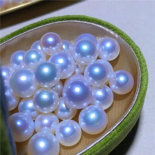 Round Pearl with Hole 8-8.5mm Natural Loose Freshwater Pearls Zhuji Cultured White Pearls Pink Pearls Purple Purples