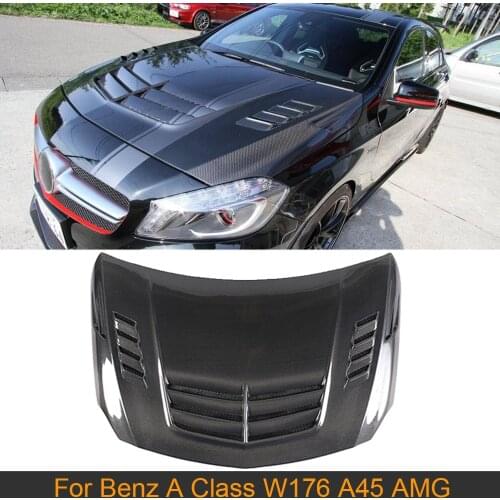 Carbon Fiber Car Front Bumper Engine Hood Cover for Mercedes-Benz A Class W176 A45 AMG A180 A260 2013-2018 Front Hood Bonnet