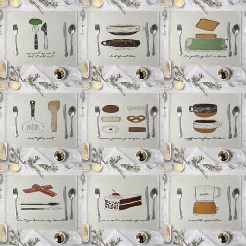 Fashion Print Rectangle Cotton Linen bread food Western Style Table Pad Cut Mats Placemat for Dinner Kitchen Table 40x30cm Cake