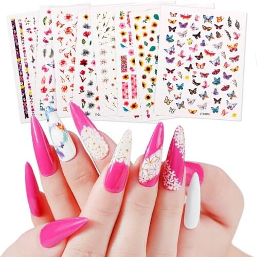 Nail Laser Butterfly Sticker 18 Kinds of 3D Stickers Waterproof Nail Stickers Sun Flower Small Daisy Nail Creative Applique