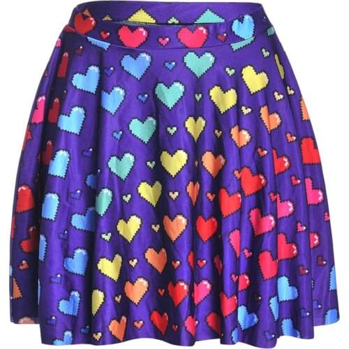 New Summer Sexy Girl Heart Red Lip Printed Cheering Squad Tutu Skater Women Mini Pleated Skirt Plus Size
