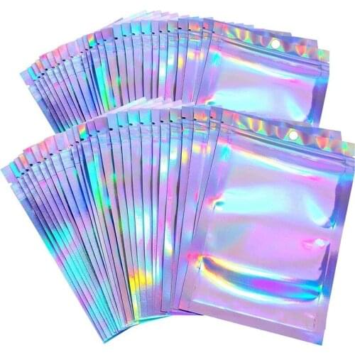 Wholesale Idea Lashes Packaging Eyelashes Package Holographic Laser Ziplock Bag Eyelash Storage Custom Brand Logo Sticker Vendor