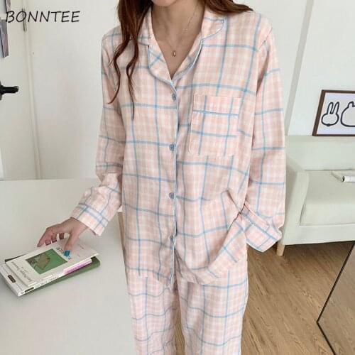 Pajama Sets Women School Girls Fashion Simple Sleep Wear Chic Fall Korean 2 Piece Pajamas Trendy Comfortable Hot Sale Ins Kawaii