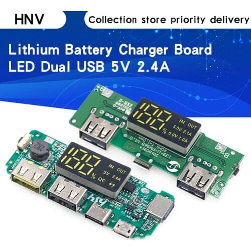 Lithium Battery Charger Board LED Dual USB 5V 2.4A Micro/Type-C USB Mobile Power Bank 18650 Charging Module Circuit Protection