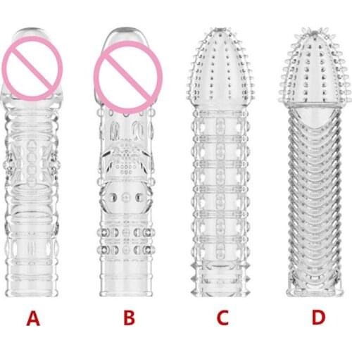 Penis Sleeve Condom For Men G Point Stimulation Delay Ejaculation Reusable Cock Ring Dildo Toys Condoms For Sex Penis Extender