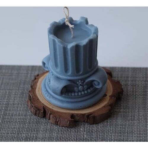 Roman Column Candle Mold Vintage Style Construction Shape Decorative Candle Silicone Molds Handmade Creative Wax Mold