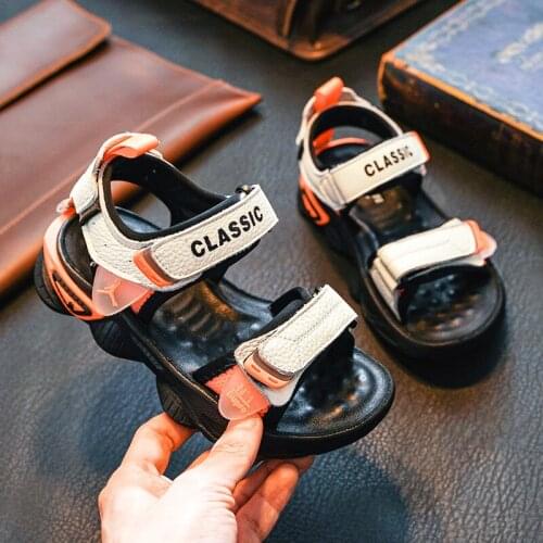 Children shoes Boys Geniune leather Sandals 2021 New Summer Handsome Barefoot Shoes Boys Soft Bottom Childrens Beach Shoes