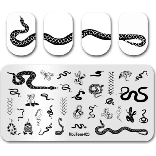 Snake Leopard Nail Stamping Plates Geometric Lines Leaves Flowers Design Image Printing Plates Stencil Stamp Tools