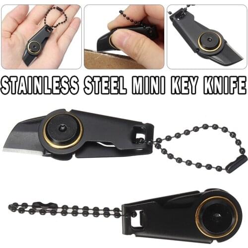 Foldable Stainless Steel Key Knife Outdoor Mini Portable Zipper Keyring Knife EDC Tool For Unpacking Cutting Paper