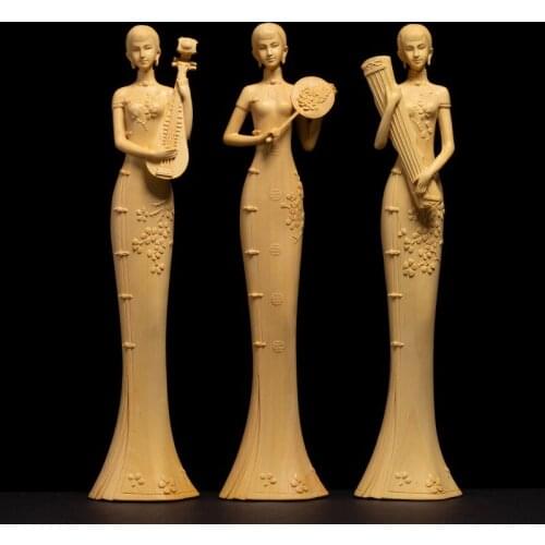 Chinese style High quality Woodcarving hall Ornaments Figure statue Manual craft Wooden crafts Sculpture Beauty Ornament