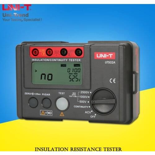 UNI-T UT502A Insulation Resistance Tester; 2500V digital megohmmeter/AC voltage measurement/LCD backlight/automatic discharge