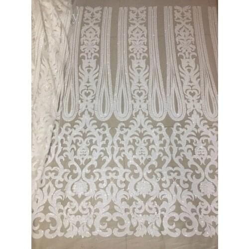 Sequin fabric JL246# A white sequined mesh fabric of African cloth and French cloth used for wedding party dresses
