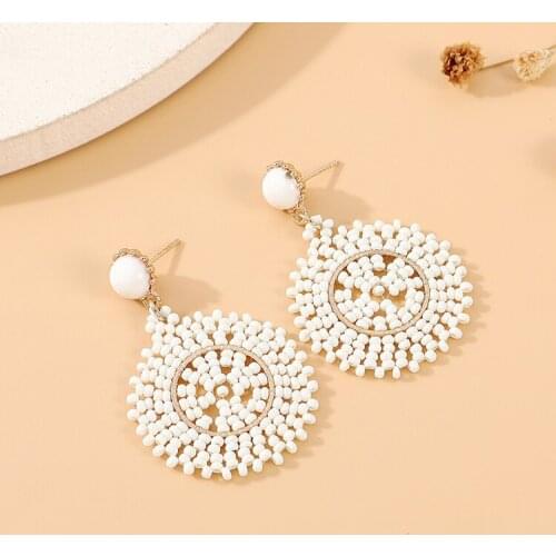 TONGKWOK Bohemia Exaggeration Dangle Earrings For Women Silk Thread Tassel Metal Long Chandelier Earrings # 142820