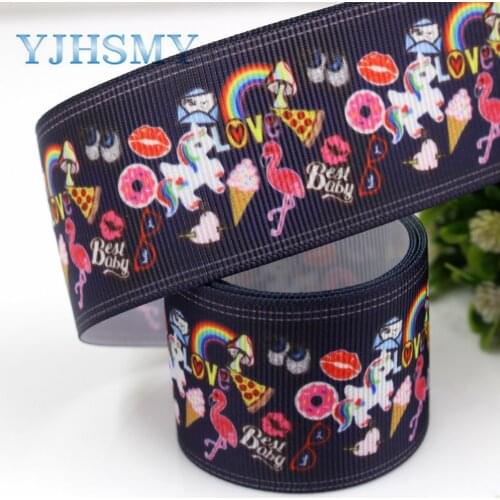 YJHSMY G-18716-628,10 yards 38 mm Cartoon Ribbons Thermal transfer Printed grosgrain Wedding Accessories DIY handmade material
