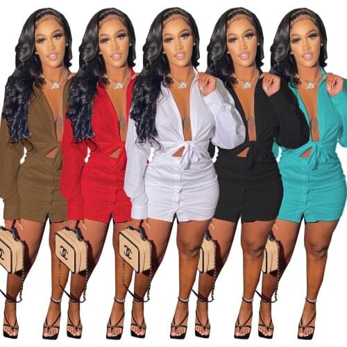 New 2021 Spring Streetwear Womens Set Long Sleeve Crop Shirts Mini Skirts Set Tracksuit Two Piece Matching Set Outfits