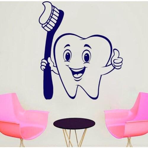Tooth wall decal Dental clinic oral care sticker waterproof vinyl glass decal Decorative mural for Home decor bathroom decal Y92