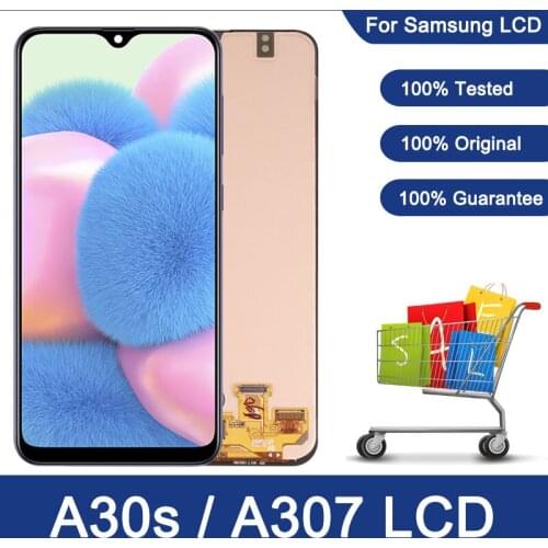100% Original 6.4" LCD For Samsung Galaxy A30s A307F A307 A307FN LCD Display Touch Screen Digitizer Assembly Parts With Frame