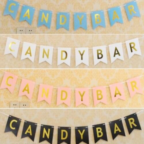 3M bunting party decoration pink candy bar golden background girl child playing alphabet props house hanging photo banner wall