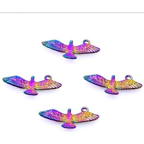 31x13mm 2PCS New Jewelry Findings Rainbow Color Animal Eagle Charms Pendant For Necklace Bracelet Earrings R120