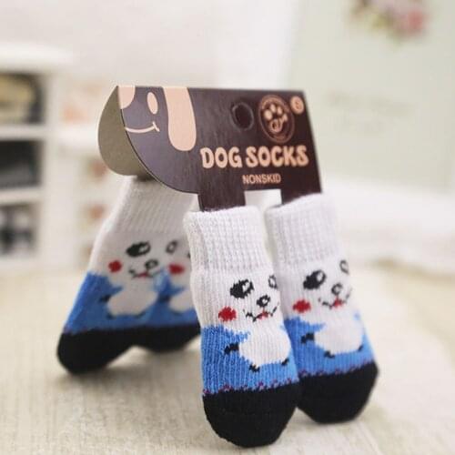 4 Pcs Pet Dog Socks Non-Slip Soft Warm Breathable Elasticity for Autumn Winter AUG889