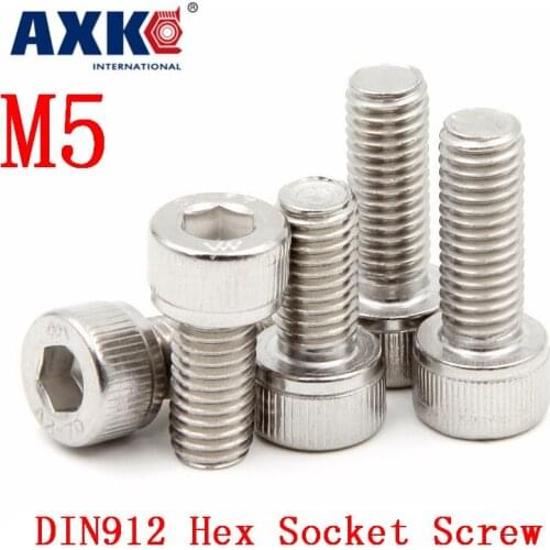 50pcs M5*8/10/12/14/16/18/20/25/30/35/40/45/50 Din912 304 Stainless Steel Hexagon Socket Head Cap Screws Hex Socket Bolts