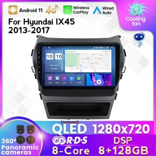 6G RAM+128G ROM 4G LTE Android 10.0 octa core car dvd player gps for Hyundai IX45 Santa fe 2013 2014 radio stereo navigation