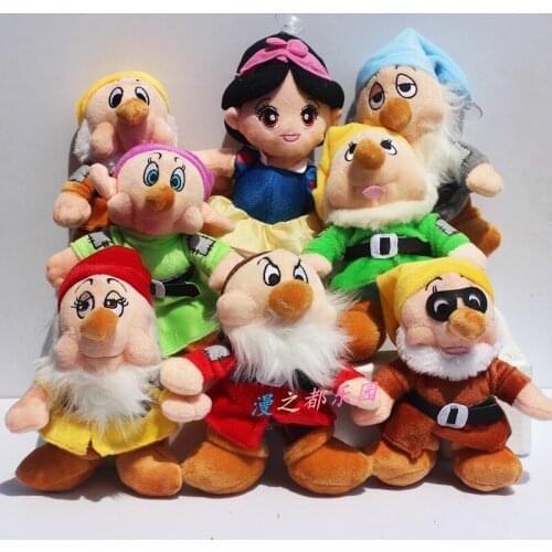 8pcs Disney Movie Snow White and the Seven Dwarfs Cartoon Plush Toy Kawaii Soft Stuffed Doll Birthday Presents 30cm
