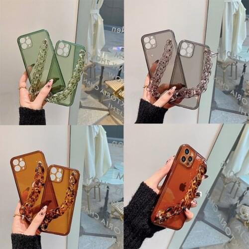 Acrylic Chain Bracelet Phone Case for IPhone 12Mini XR X XS Max 7 8 Plus 11 Pro Max SE 2020 TPU Clear Shock Proof Back Cover