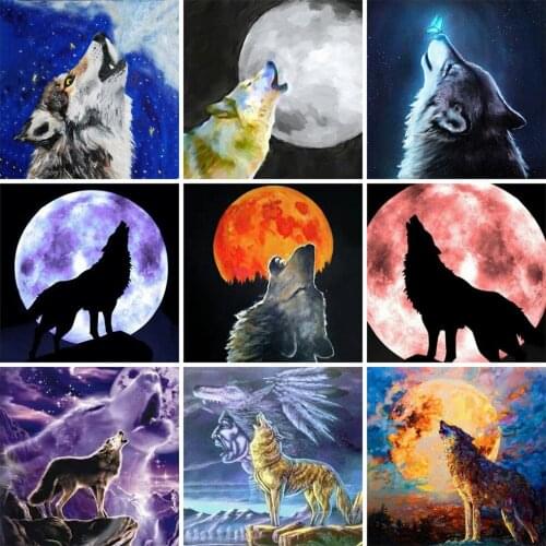 EverShine Diamond Embroidery Wolf Needlework Picture Of Rhinestones Diamond Painting Animals Cross Stitch Kits Home Decor
