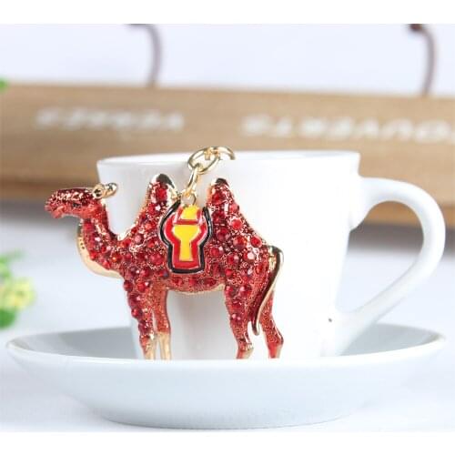 Camel Desert Lovely Cute Crystal Charm Purse Handbag Car Key Keyring Keychain Party Wedding Birthday Gift