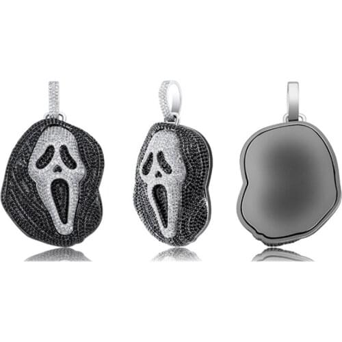 High Quality Cubic Zirconia Chain Iced Skull Pendant Necklace Luxury Jewelry