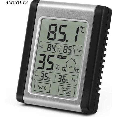 Amvolta Digital Weather Station LCD Indoor Convenient Temperature Sensor Humidity Meter Thermometer Hygrometer Gauge