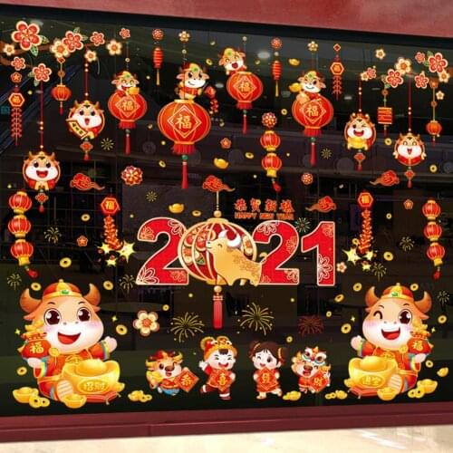 Door Sticker Party New Year Home Windows Decor Chinese Charactes Printing Decal