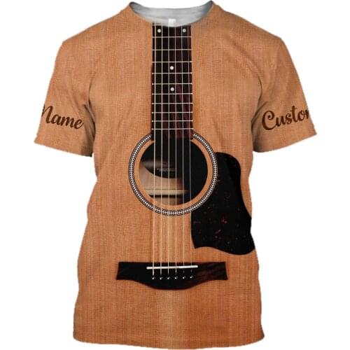 Guitar T-shirt For Men Premium Music 3D All Over Printed Unisex Shirts Fun Music Symbol Summer Cool Top Streetwear Tees