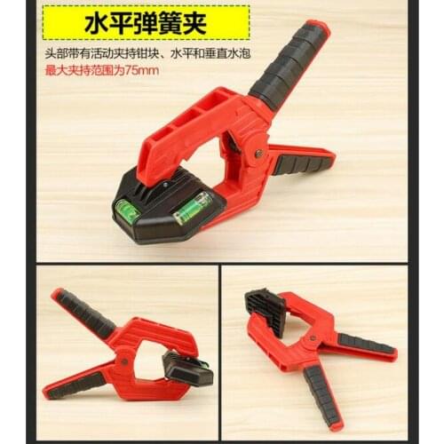 HQ Woodworking Tool with Two Spirit Levels Max Holding 75MM Plastic Spring Clamp Clip of #65 Strong Spring