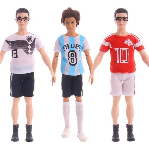 Ken Football Print Sportswear Handmade Set Clothes And Pants For Doll Accessories Play House Dressing Up Kids Toys