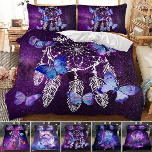 3D Dreamcatcher Butterfly/Unicorn Printing Bed Sets Galaxy Duvet Cover Set Pillow Cover 2/3 Pcs Bedding Set US/UK/AU 11 Size