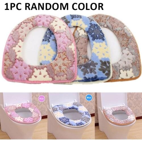 Snowflake Toilet Seat Coral Fleece Pad Cushion U Shape Washable Soft Warmer Mat Cover Bathroom Toilet Seat Cover Pad Cushion
