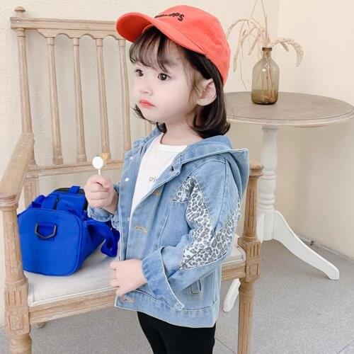 Girls Leopard Jacket Coat Floral Denim Coat Girl Spring Autumn Jacket Girl Casual Style Childrens Clothing Girl