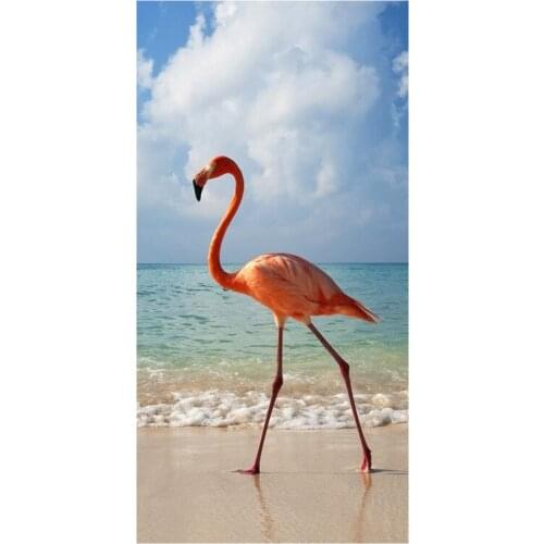 Flamingo Printed Soft Bamboo Microfiber Towel/Fast Drying Bath Washcloth_Size:35CMX70CM