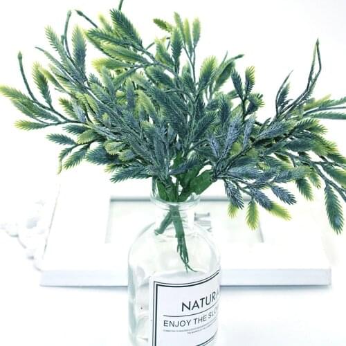 6pcs cheap plastic pine needles fake flowers wedding home decoration DIY handmade wreath gift scrapbook fake flowers