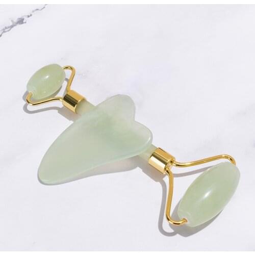 Xiuyan natural jade roller Gua Sha board face massager set facial massage roller health and beauty skin care tools