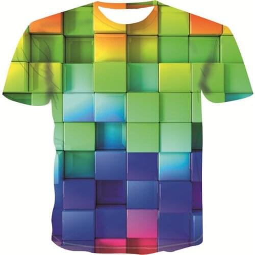 New Summer clothing short-sleeved tops Street fashion trend youth t-shirt geometric graphic fashion T-shirt mens casual shirt